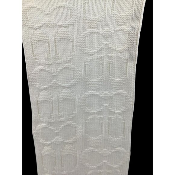 Coach Womens Ivory Cable Knit Wool & Angora Scarf With Signature Logo Pattern - Picture 5 of 5